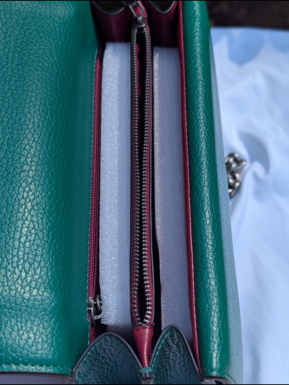 Tiffany & Fred Paris Crested Dragon Emerald Green Leather Bag Silver Chain NWT - Picture 10 of 16